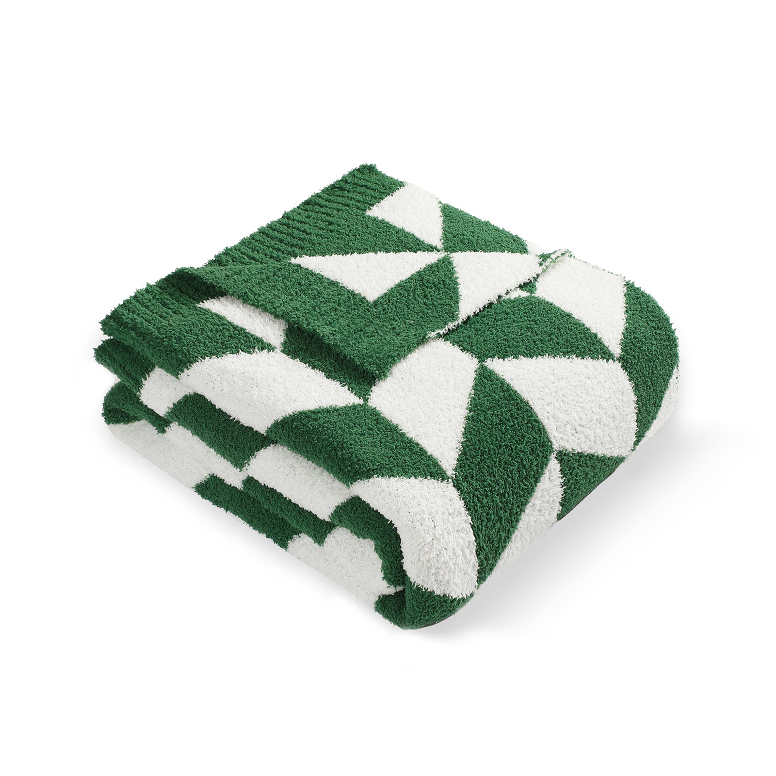 Folded Snuggle Sacs Chevron Feather Yarn Knit Throw Blanket#color_ Xmas Green