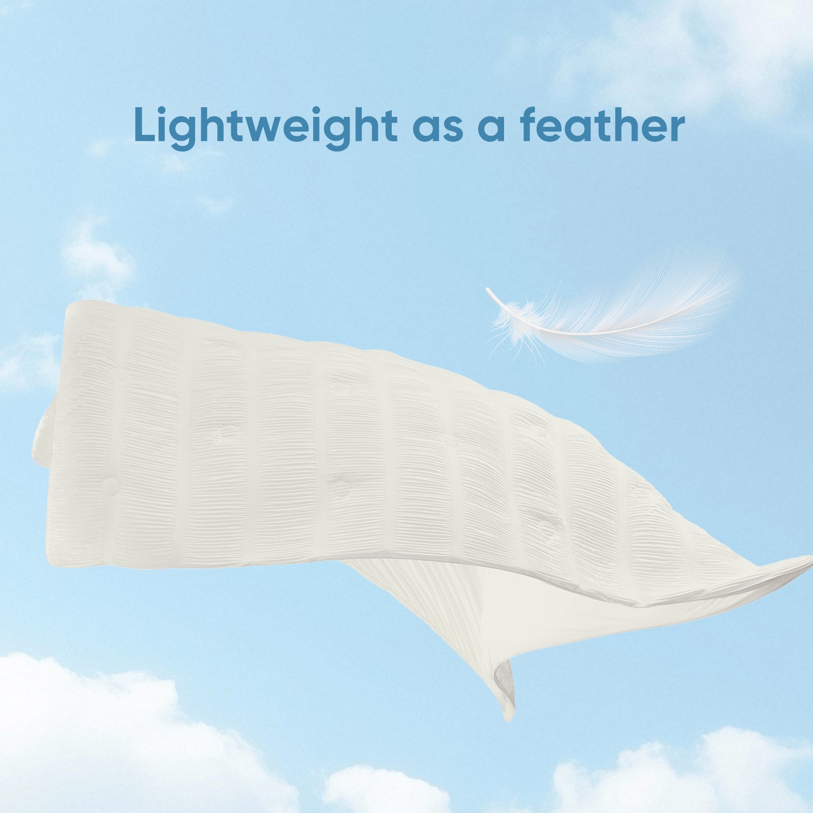Snuggle Sac Striped breathable Cooling Comforter with advertisement 'lightweight as feather'#color_White