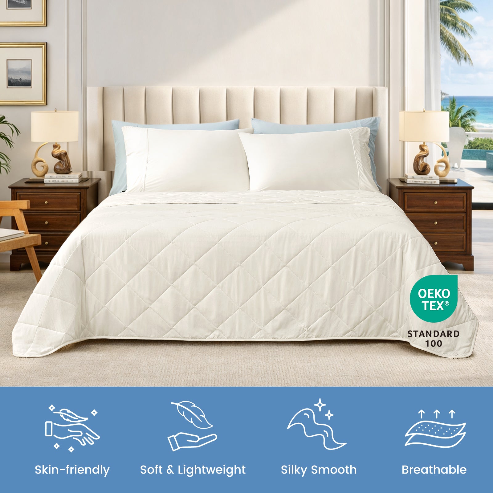 Snuggle Sac White chill weave cooling blanket, breathable, soft and skin-friendly. #Color_White