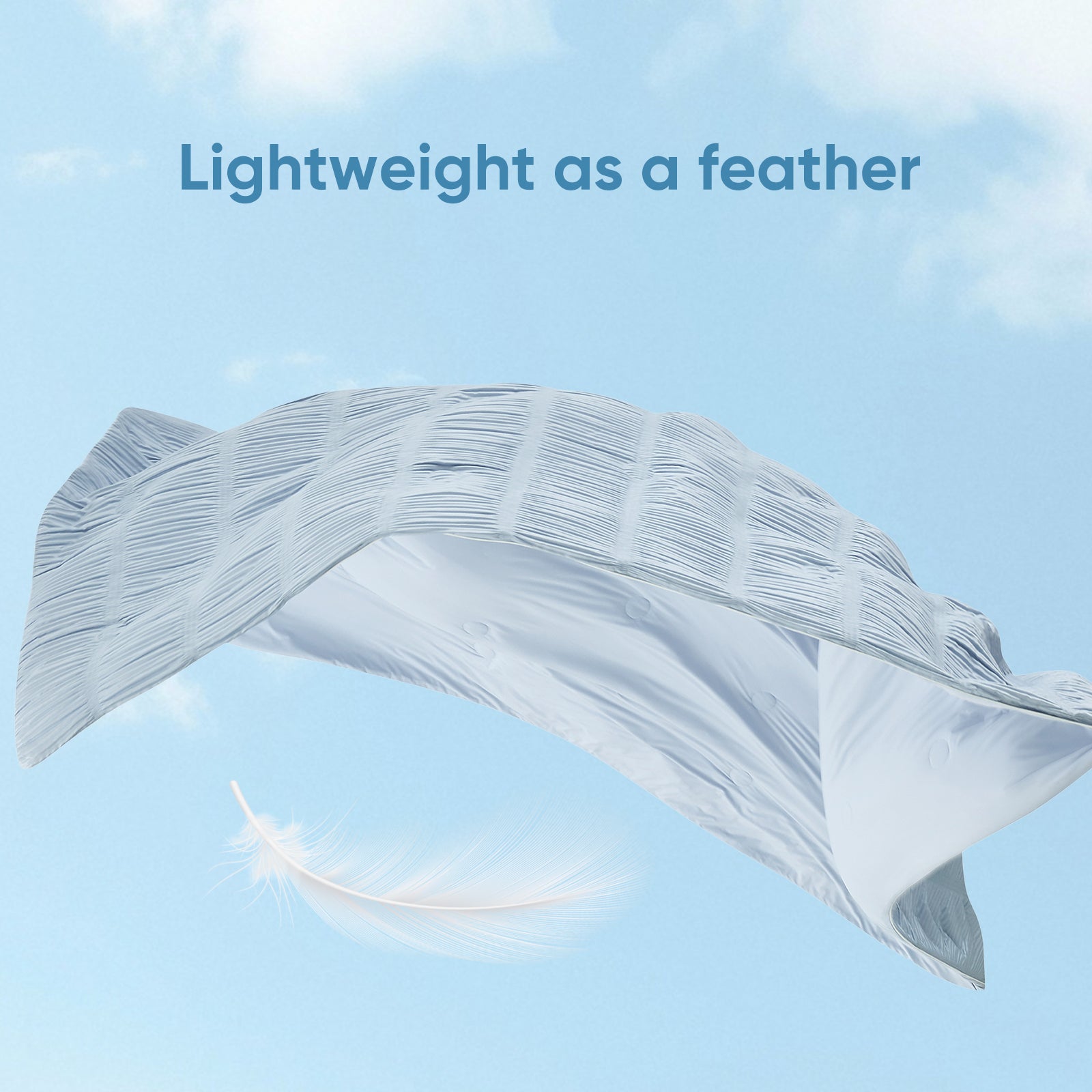Snuggle Sac Striped breathable Cooling Comforter with advertisement 'lightweight as feather'#color_Blue