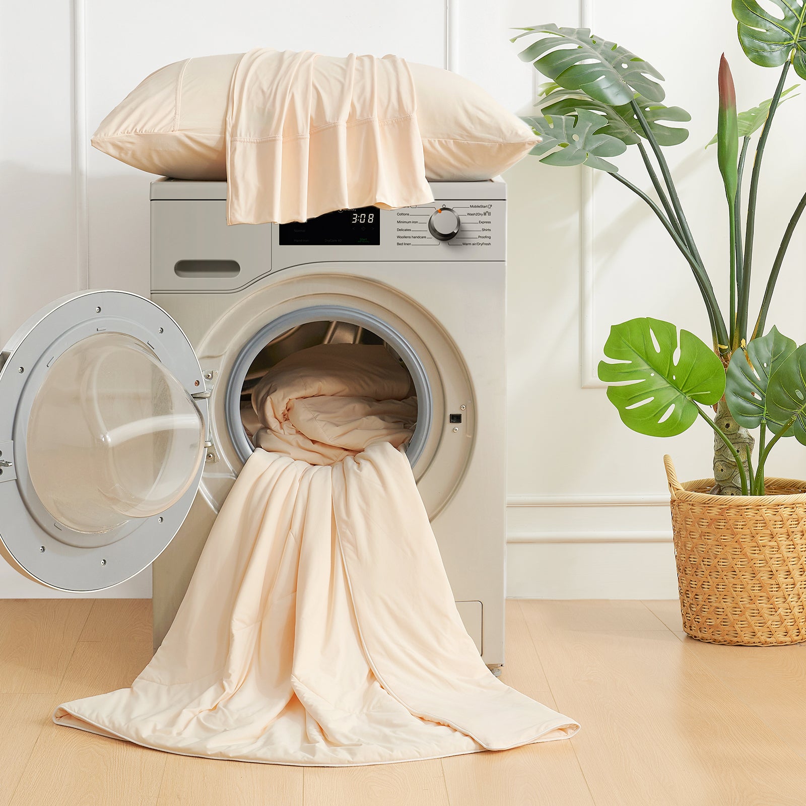 Machine washable Snuggle Sac cooling comforter for easy care in yellow#color_Yellow