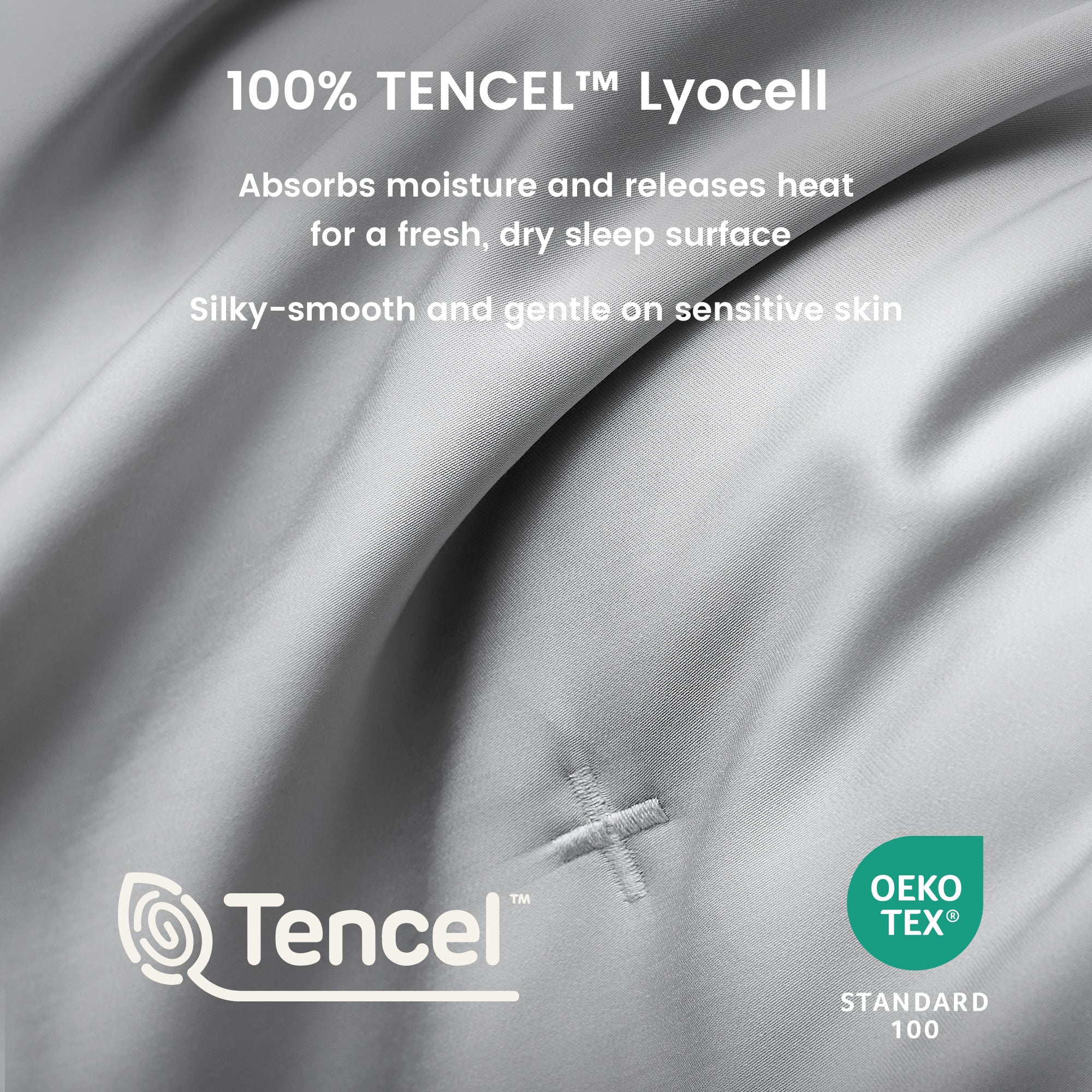Close up of Snuggle Sacs Luxurious Tencel Cooling comforter #color_Grey