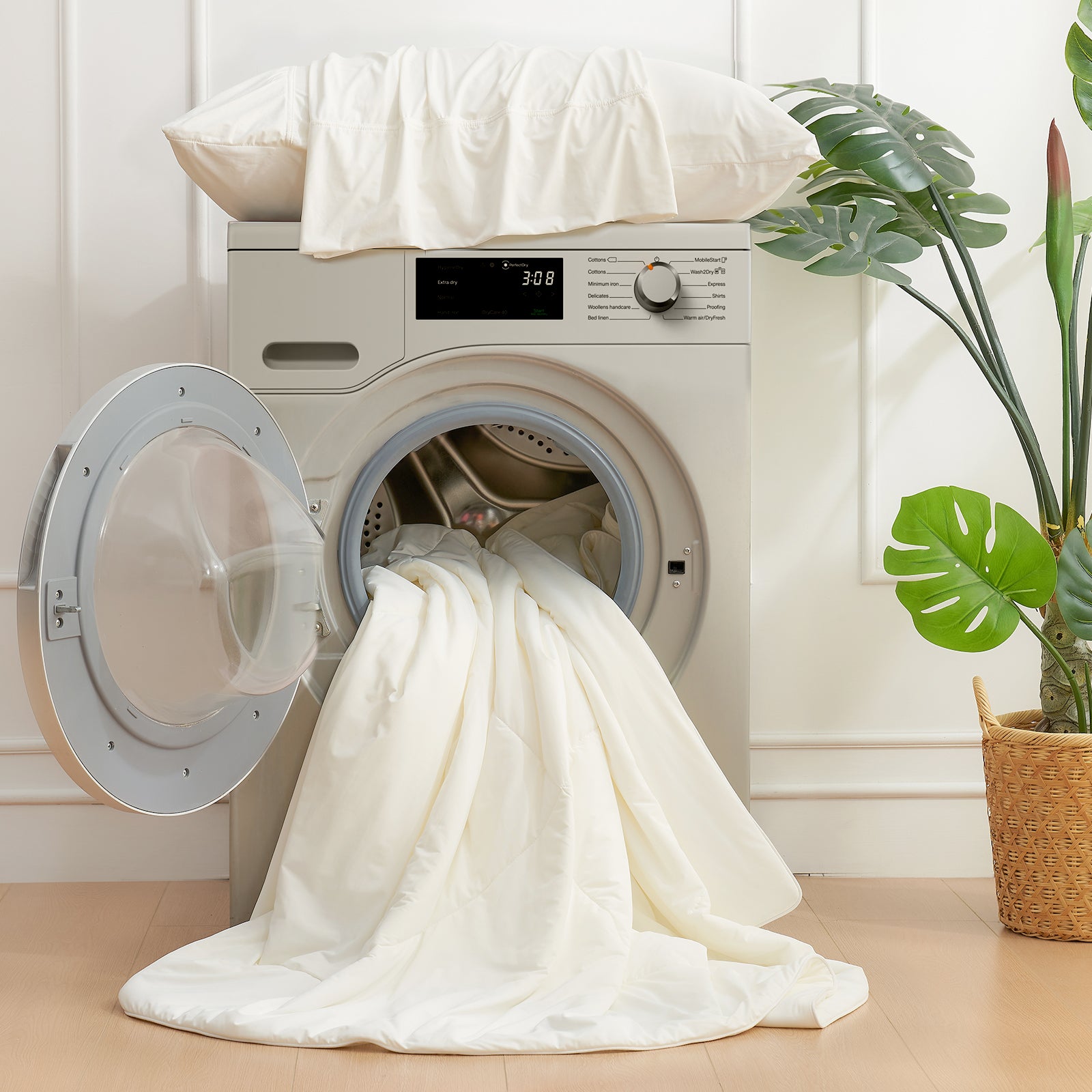 Machine washable Snuggle Sac cooling comforter for easy care in cream white colour#color_Cream White