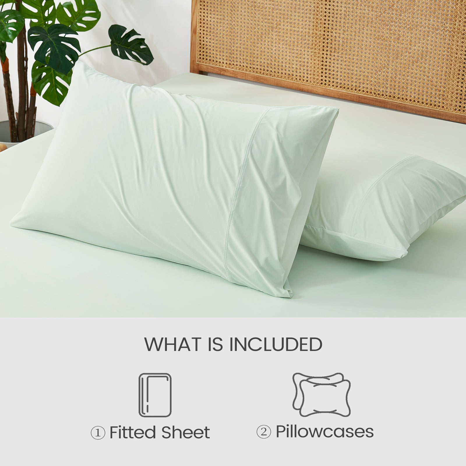 Set contents shown: Snuggle Sac fitted sheet and pillowcases included#color_Mint Green