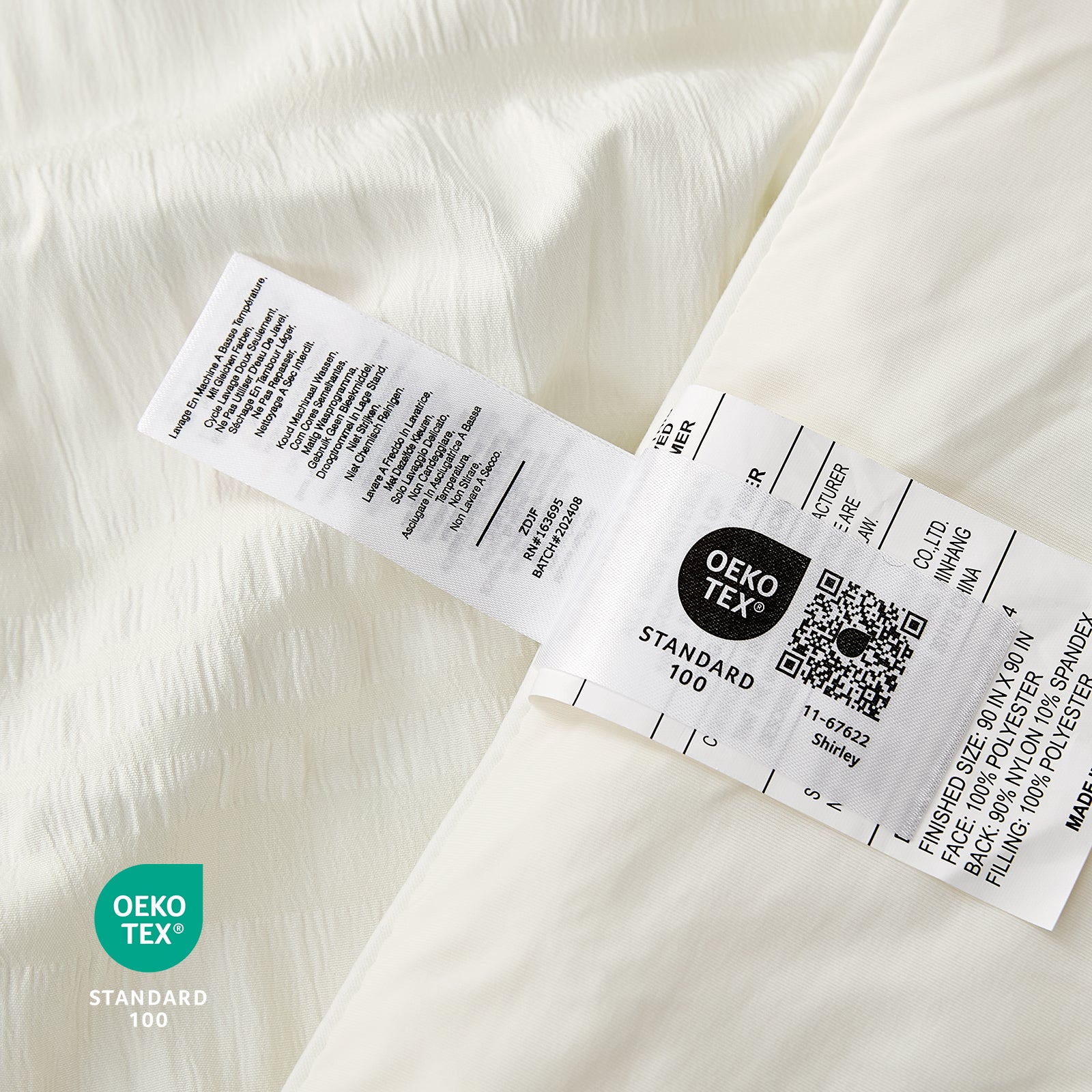 Close up of OEK0-TEX certificate #color_White