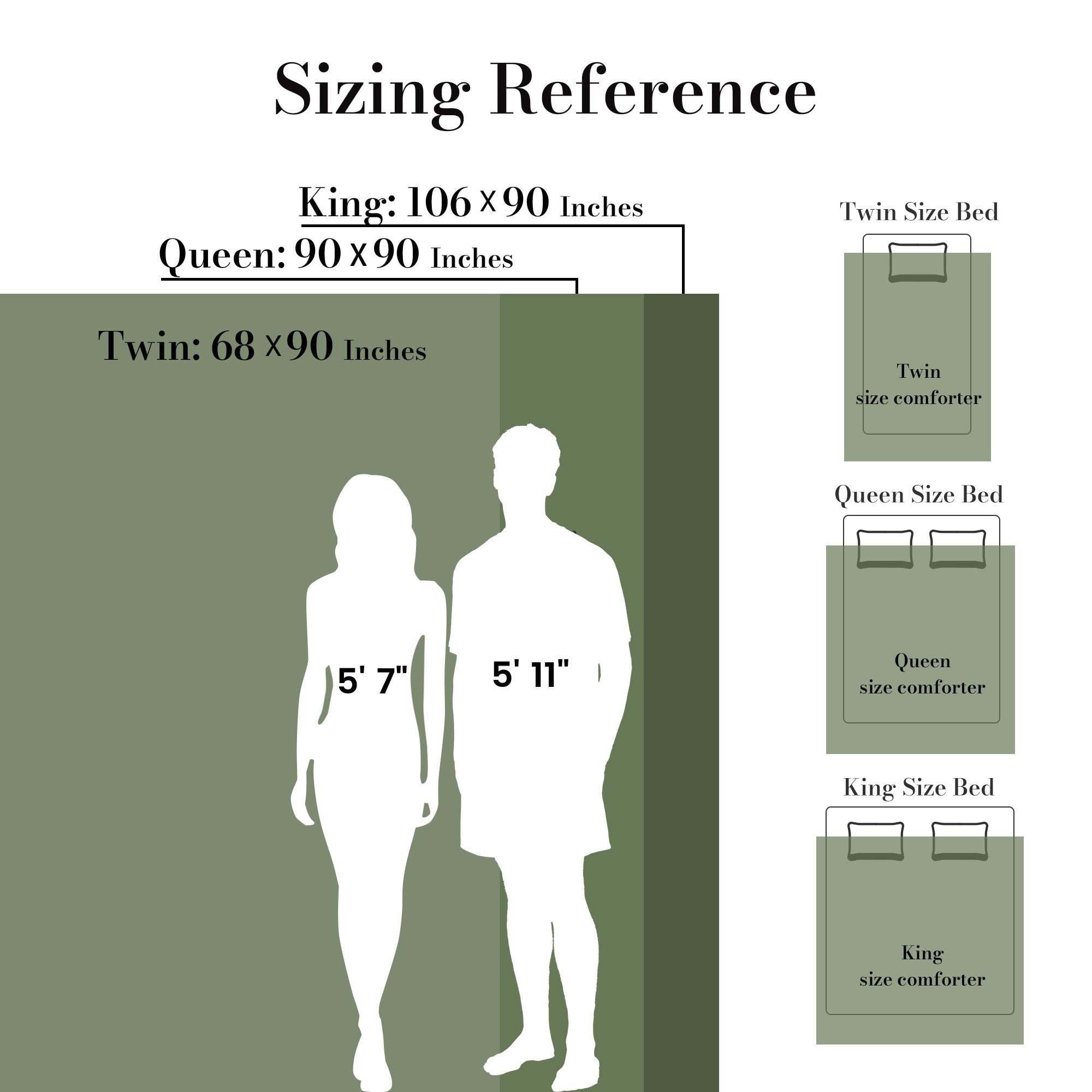 Two people standing next to each other showing the differences in sizes #color_Oliver Green