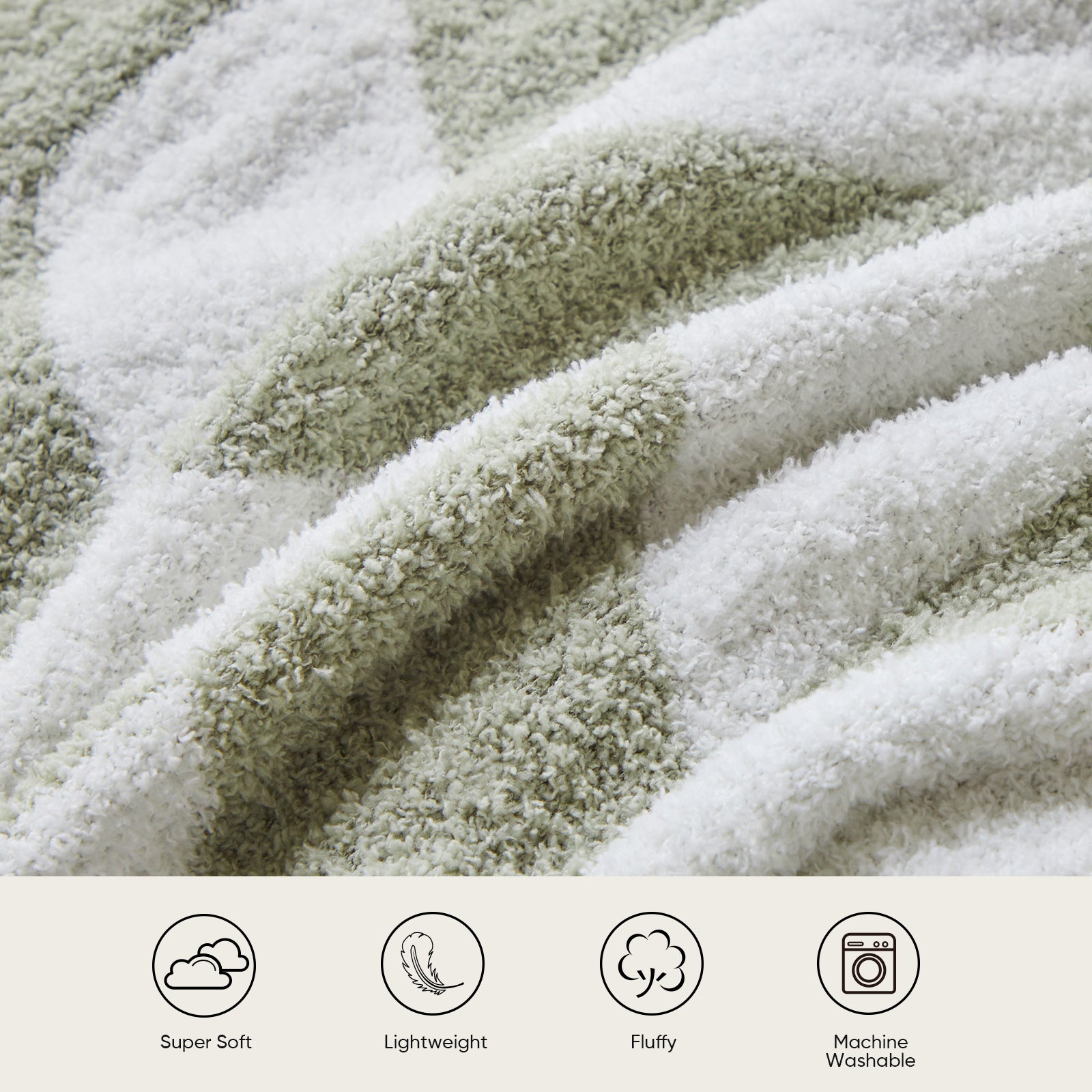 Close up of Snuggle Sacs Chevron Feather Yarn Knit Throw Blanket, featuring 'Super Soft, Lightweight, Fluffy, Machine Washable'#color_Sage Green