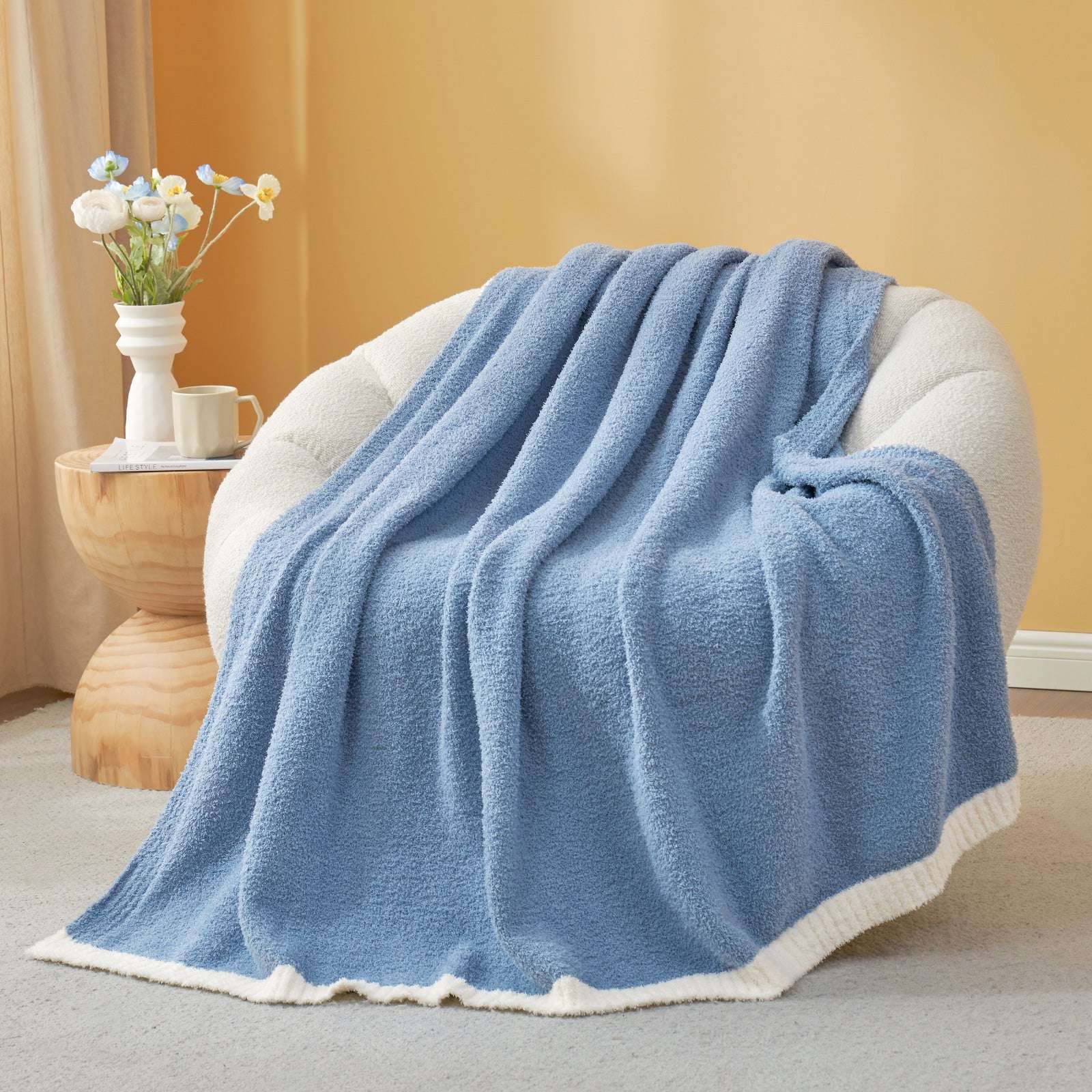 Ultra Soft Solid Throw Blanket - Snuggle Sac - #Color_Blue