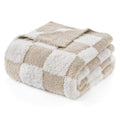 SnugCozy UltraCozy Checkered Feather Yarn Knit Throw Blanket