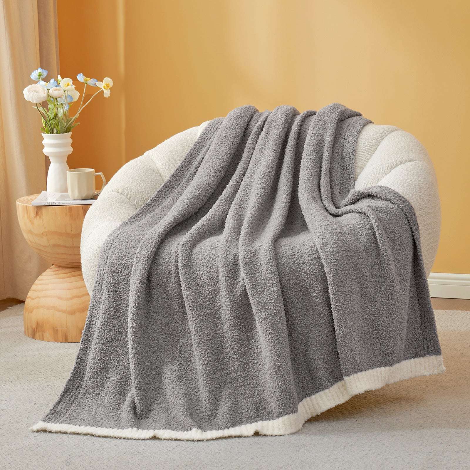 Ultra Soft Solid Throw Blanket - Snuggle Sac - #Color_Grey