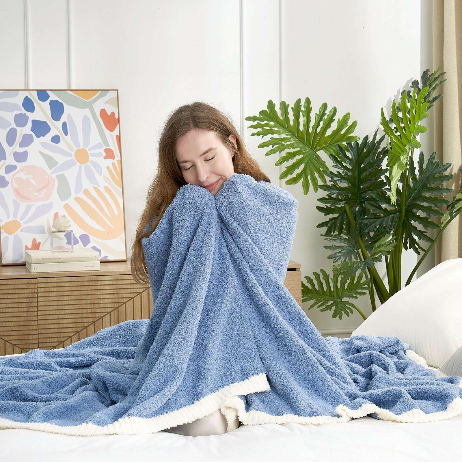 Ultra Soft Solid Throw Blanket - Snuggle Sac - #Color_Blue