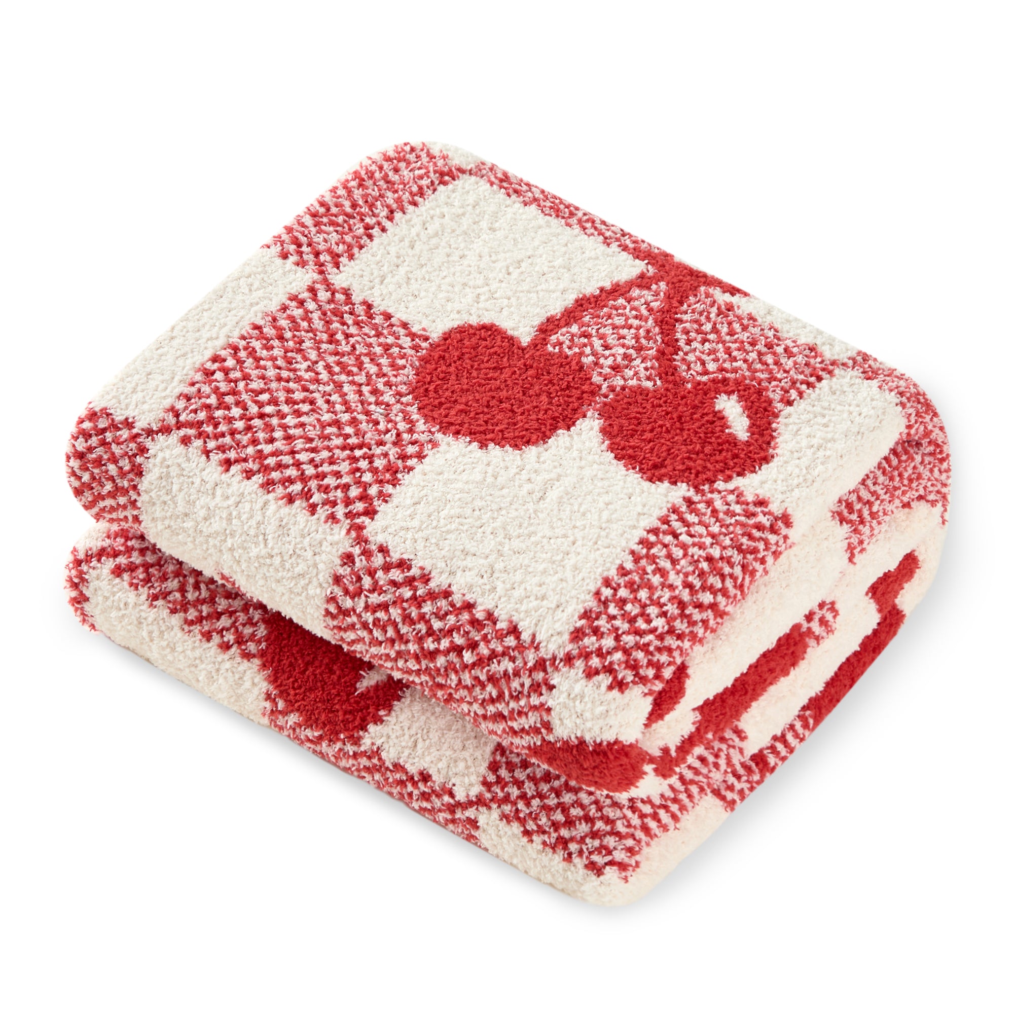 Folded  Snuggle Sacs Red Cherry Feather Yarn Knit Throw Blanket#color_Red_Cherry
