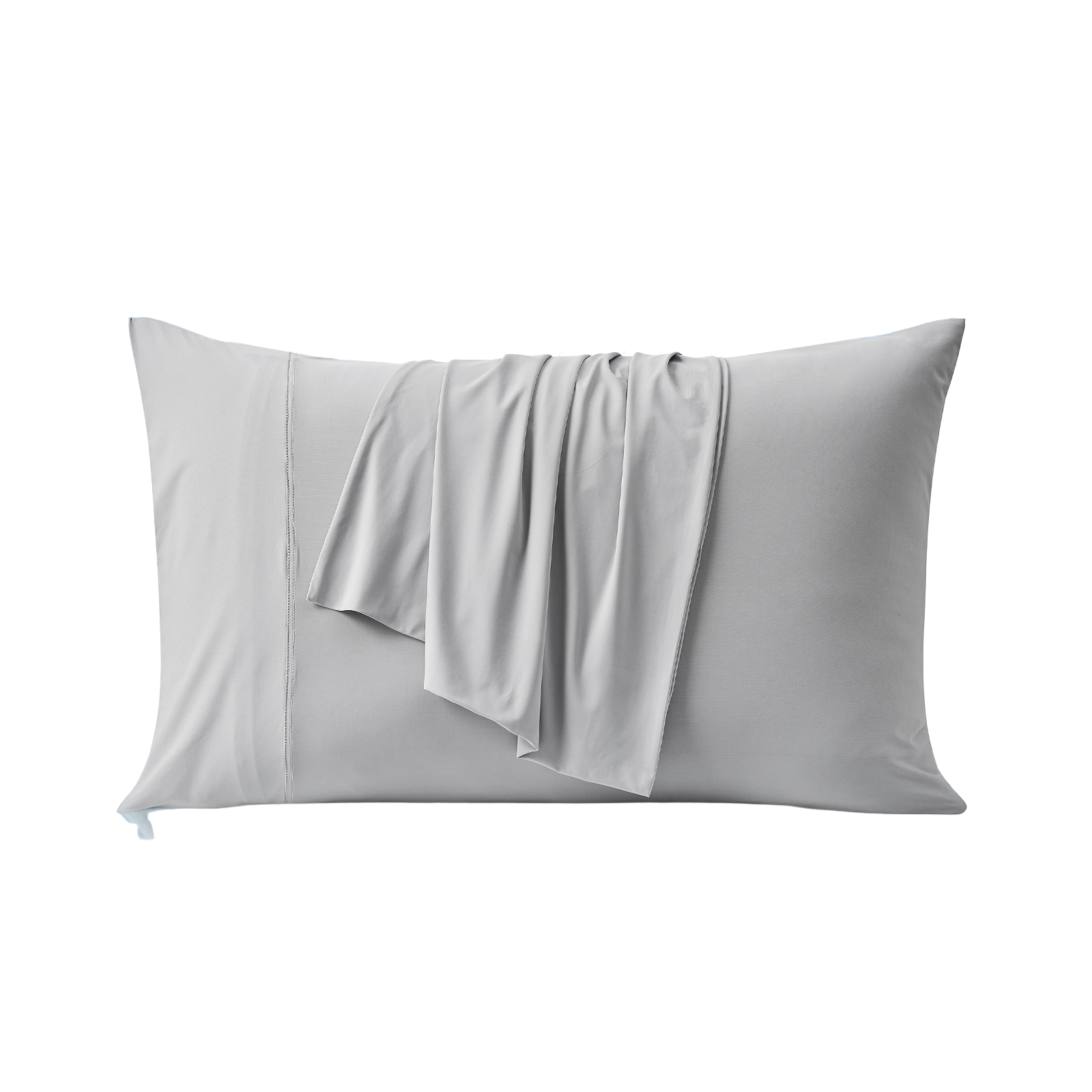 Front view of light grey Snuggle Sac pillowcase on a white background#Color_Light Grey