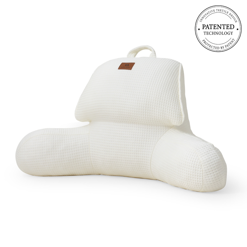 Front view of white Snuggle Sac backrest pillow on a white background#color_Ivory