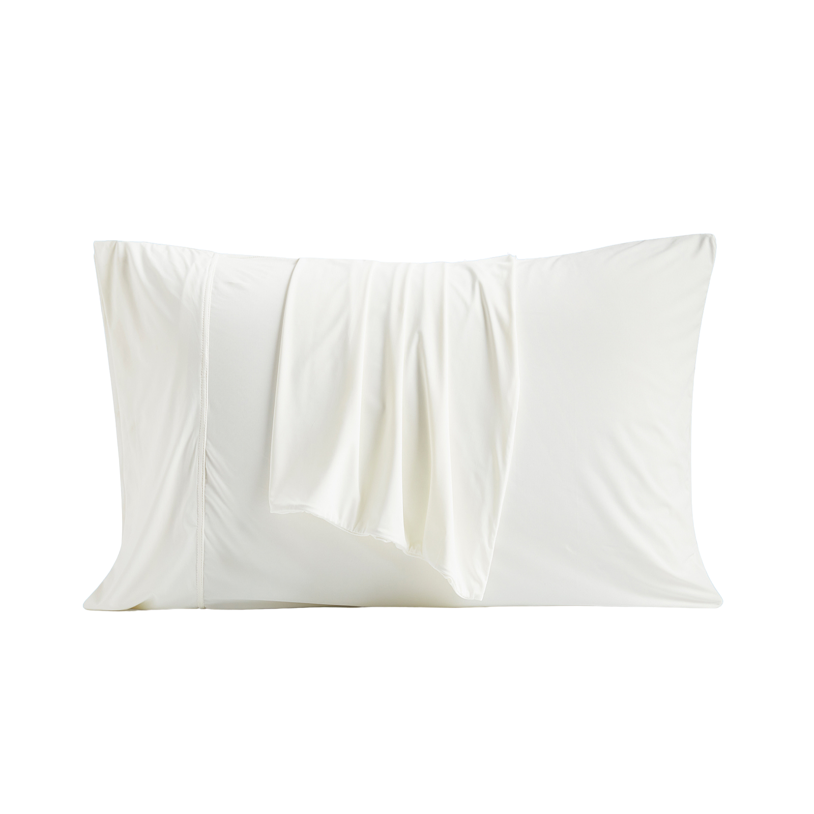 Front view of white pillowcase on a white background#Color_White