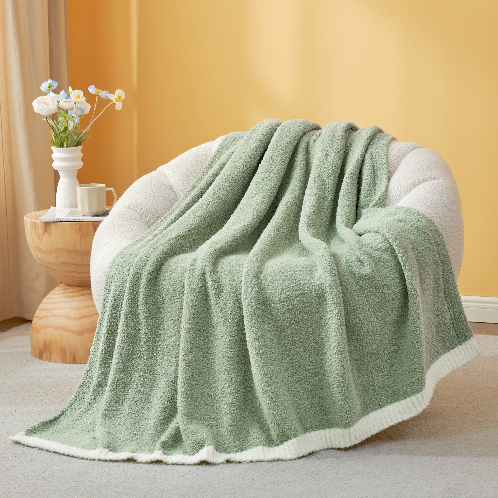 Ultra Soft Solid Throw Blanket - Snuggle Sac - #Color_Sage Green