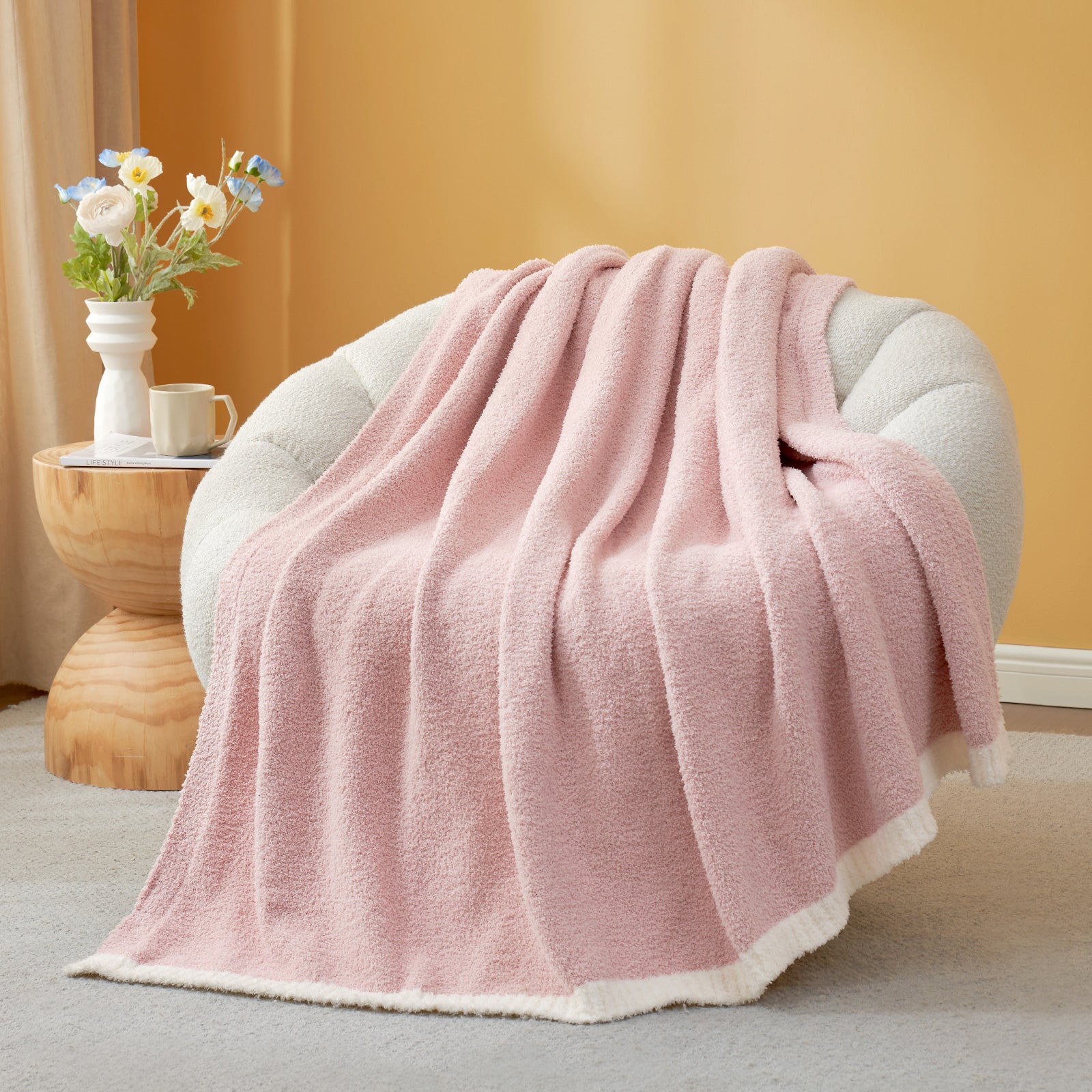 Ultra Soft Solid Throw Blanket - Snuggle Sac - #Color_Pink