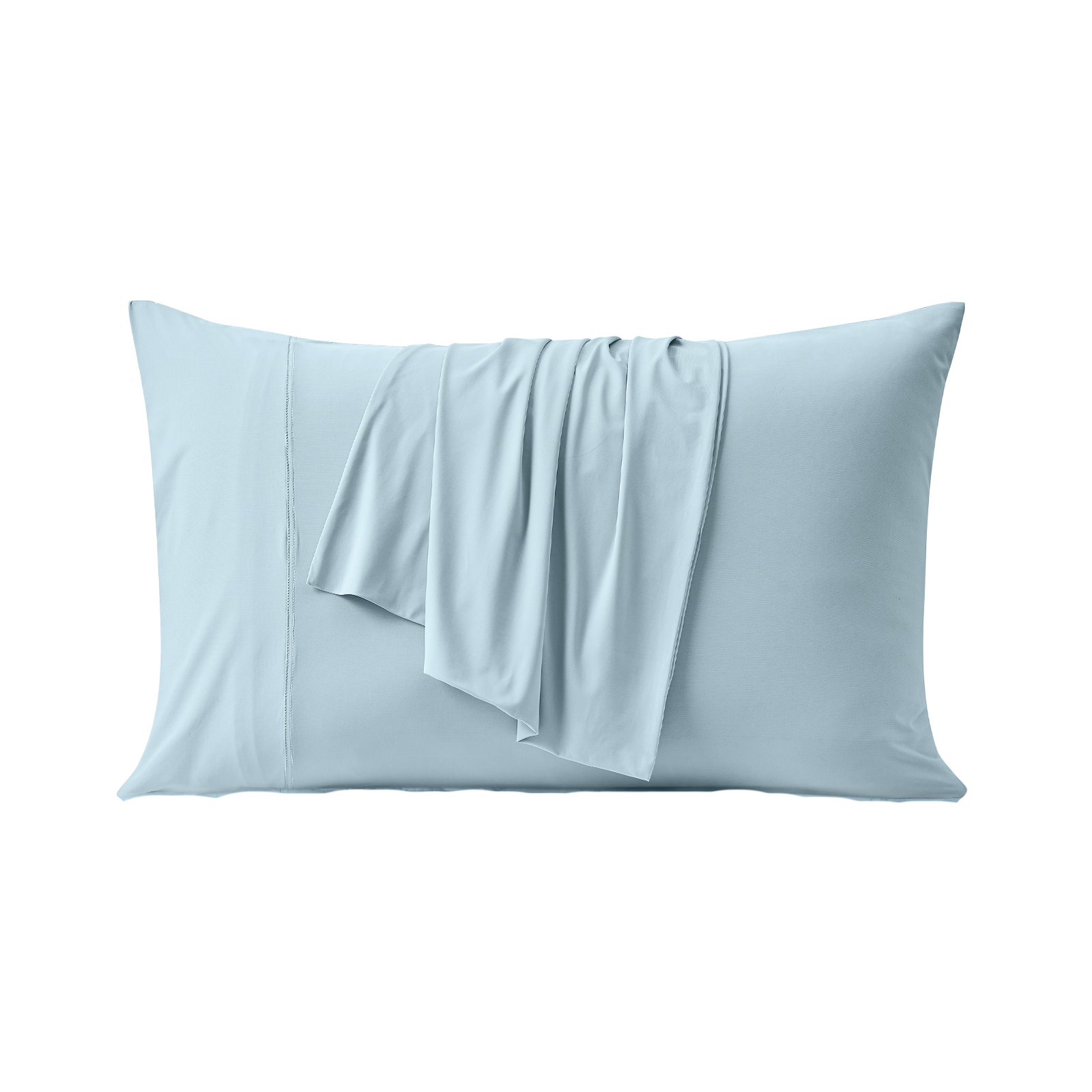 Front view of blue Snuggle Sac pillowcase on a white background#Color_Blue
