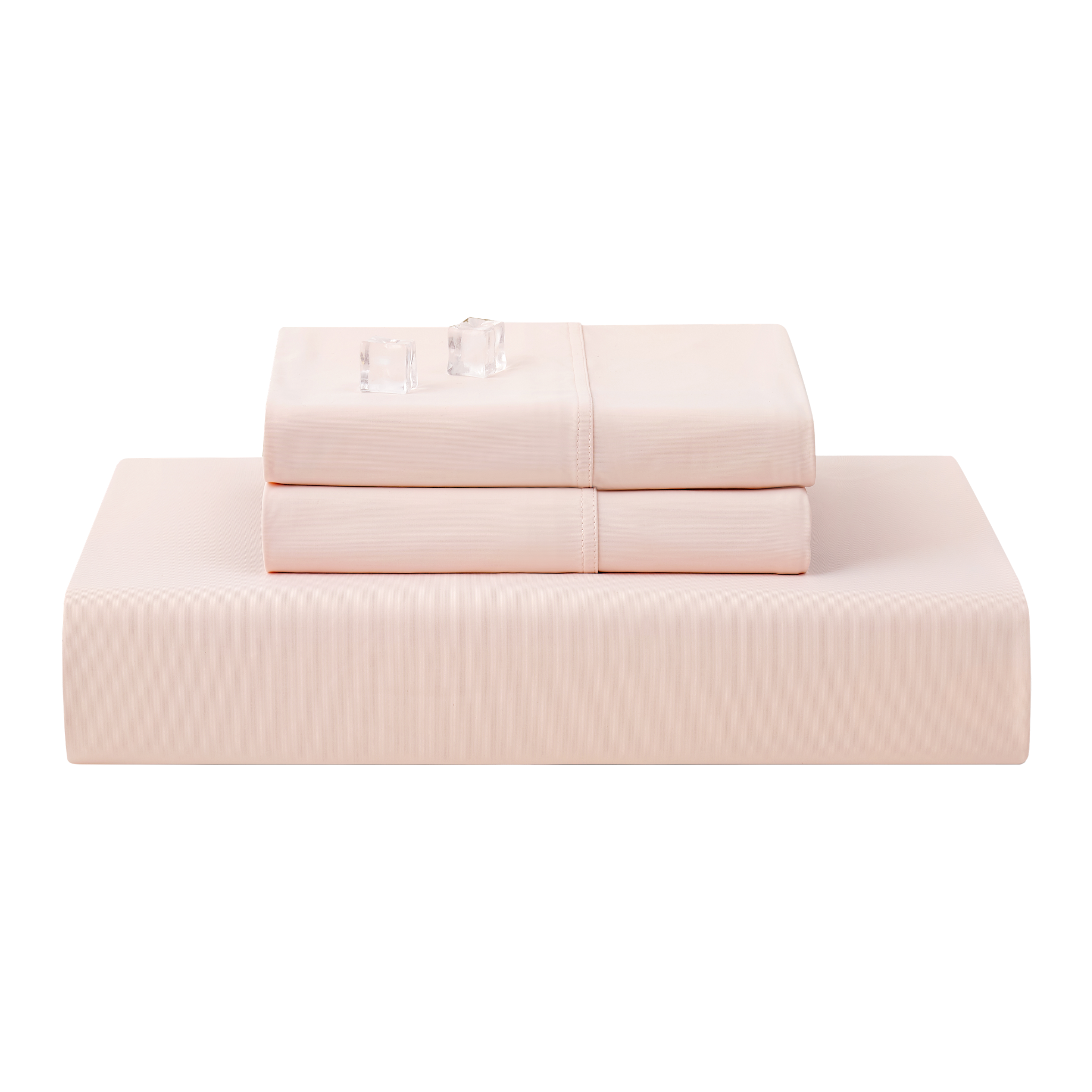 Folded pink Snuggle Sac fitted sheet and pillowcase set on a white background#color_Pink