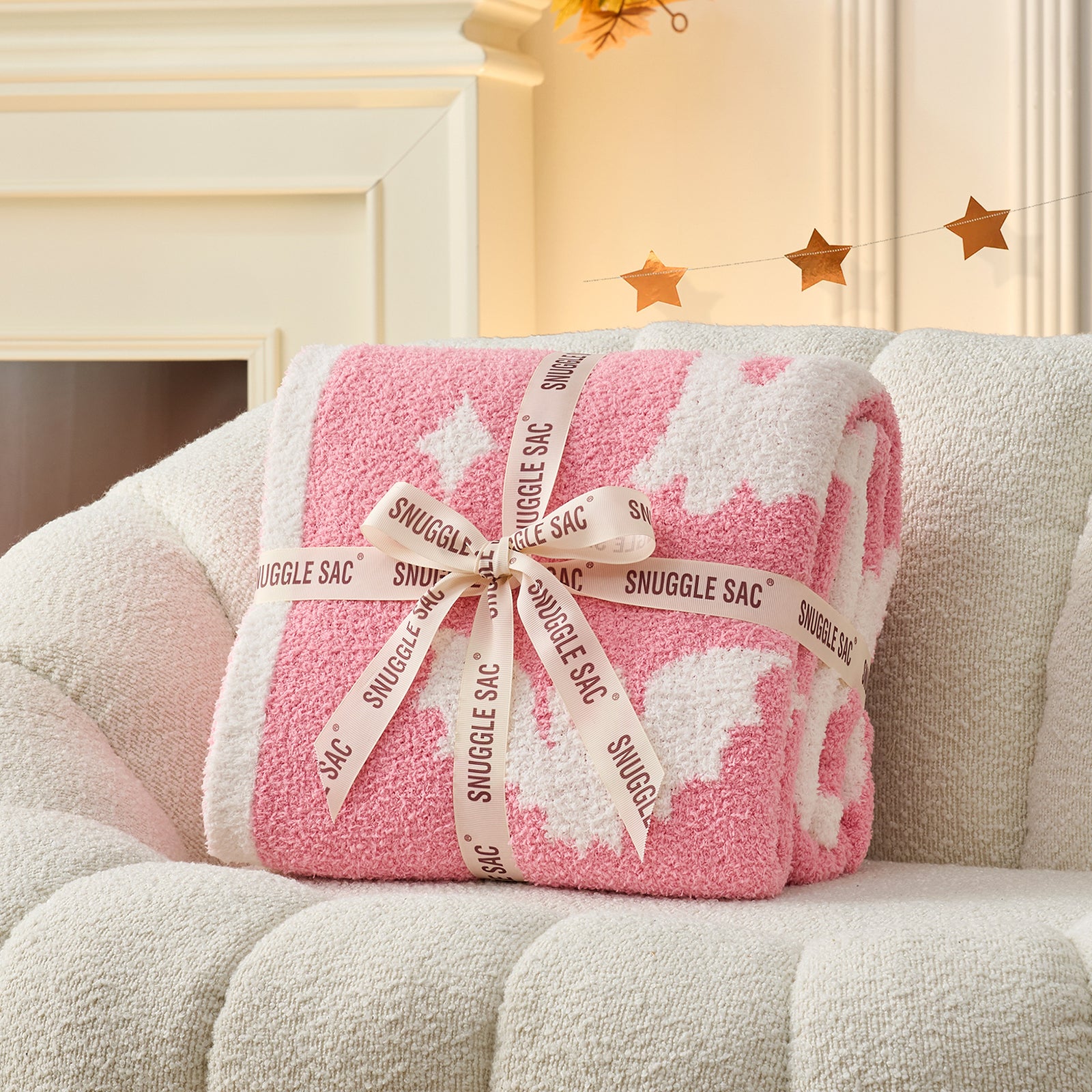 MochiSoft™ Reversible Pink Ghost Throw Blanket