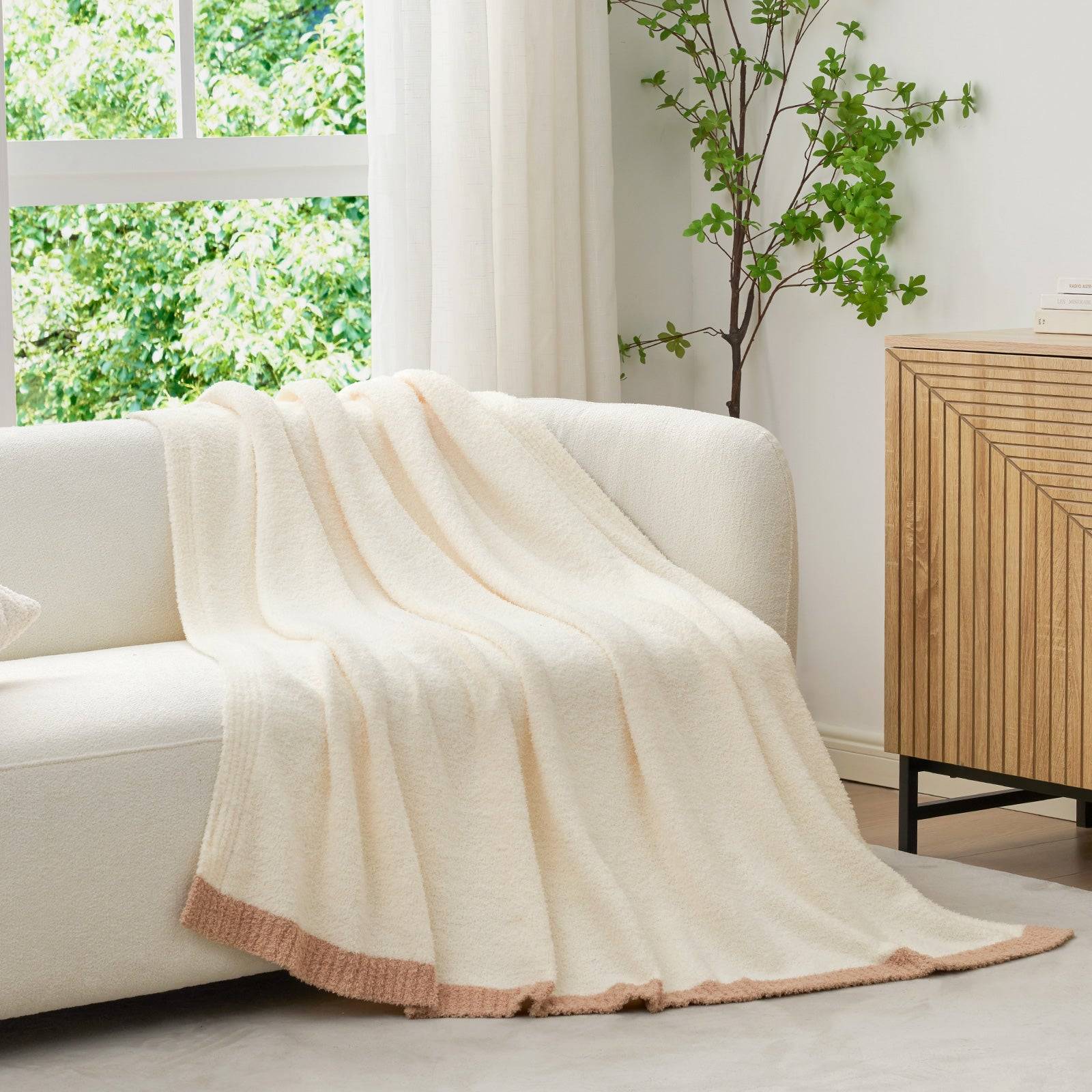 Ultra Soft Solid Throw Blanket - Snuggle Sac - #Color_Cream