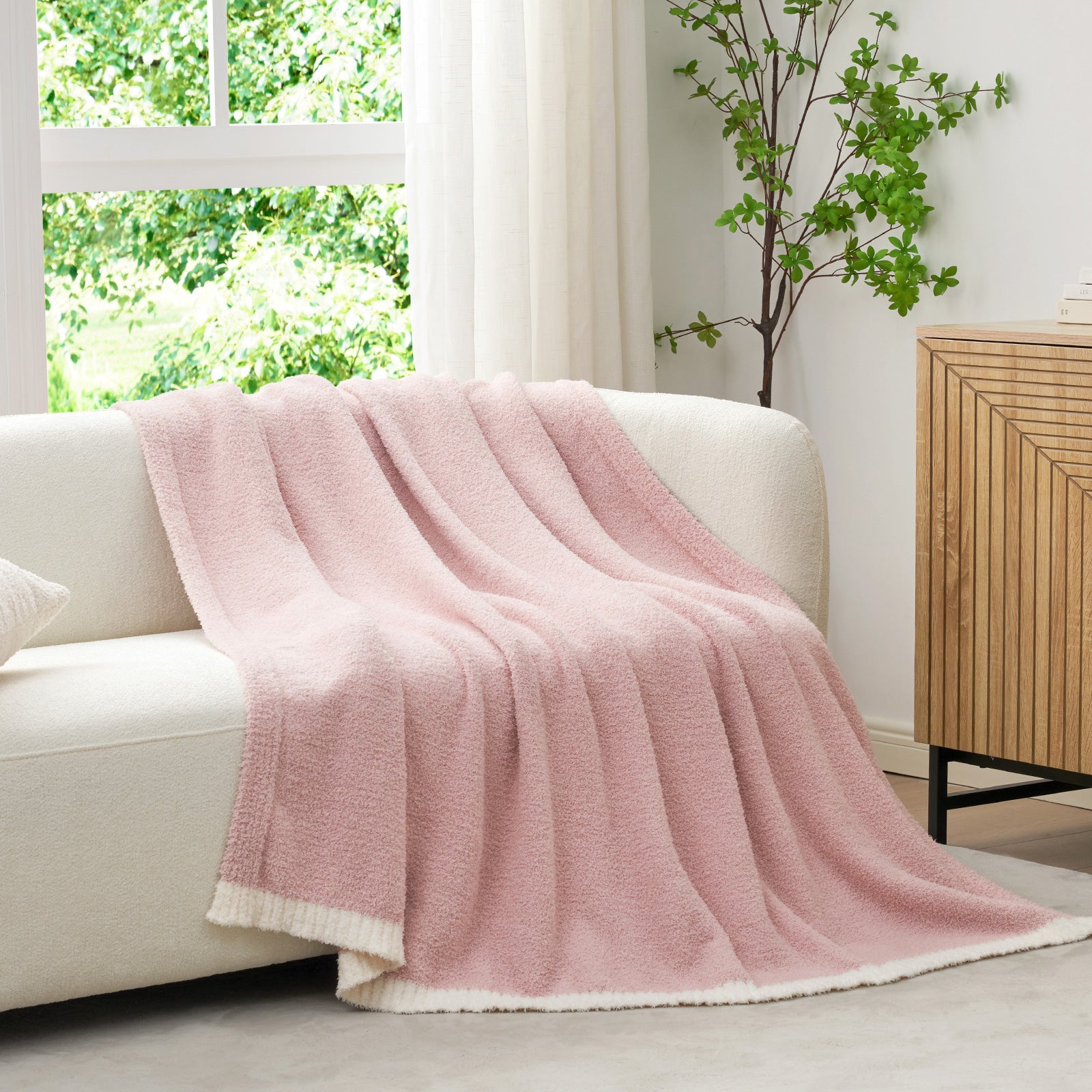 Ultra Soft Solid Throw Blanket - Snuggle Sac - #Color_Pink