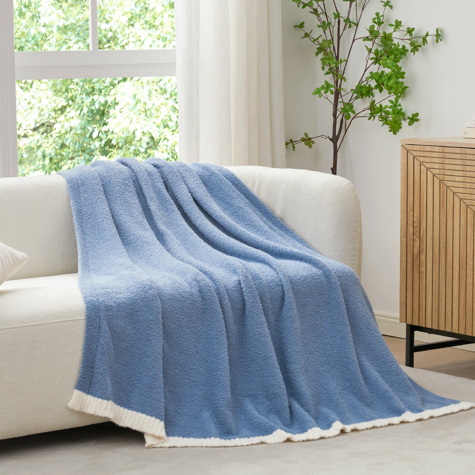 Ultra Soft Solid Throw Blanket - Snuggle Sac - #Color_Blue