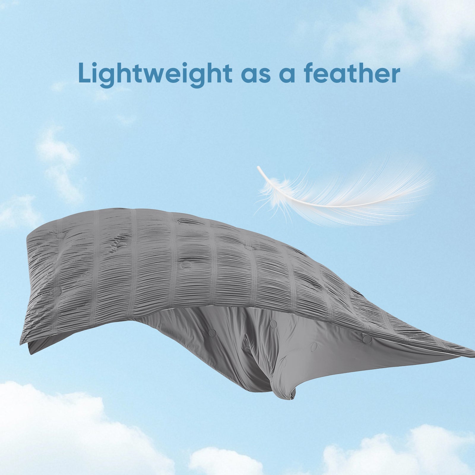  Snuggle Sac Striped breathable Cooling Comforter with advertisement 'lightweight as feather'#color_Dark Grey