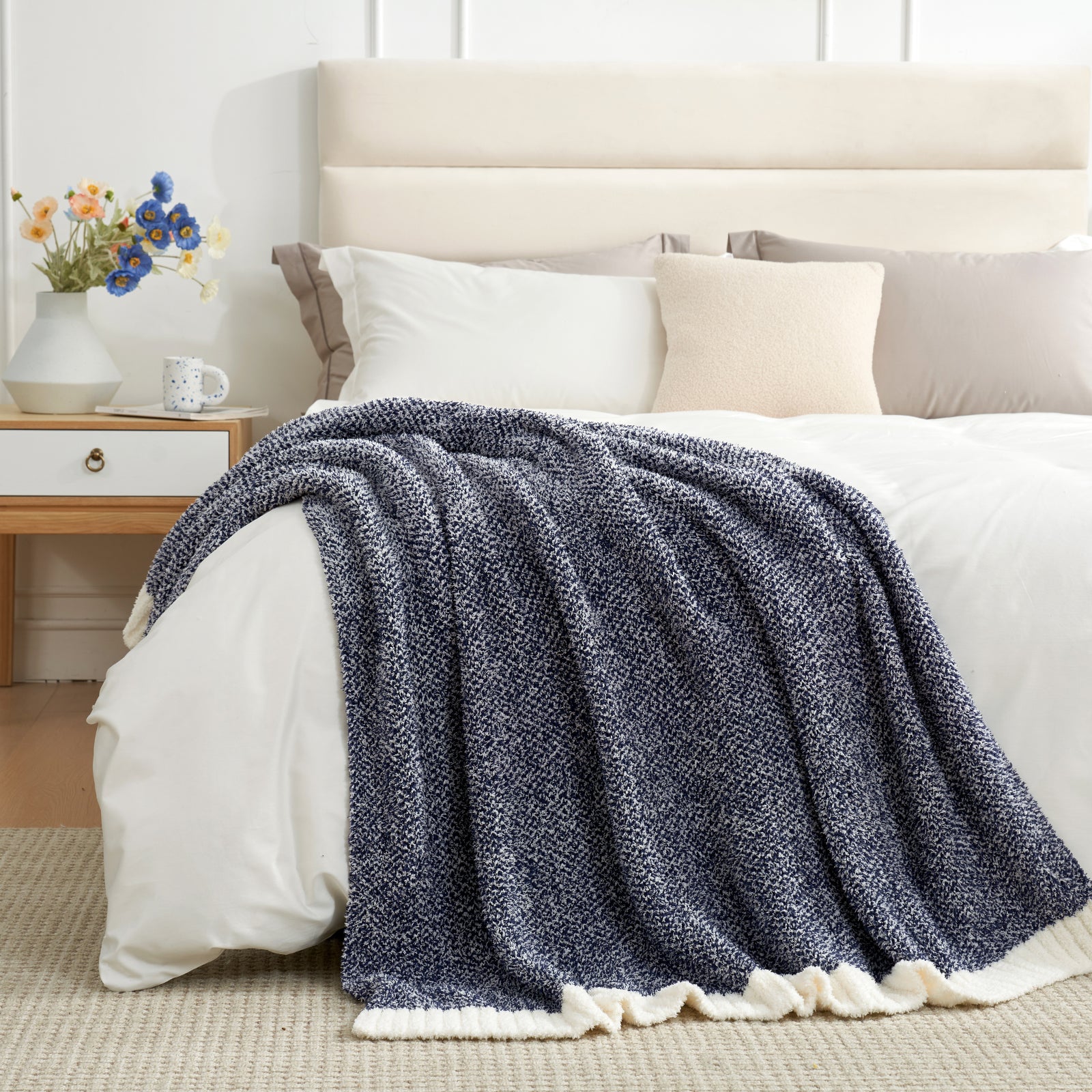 Heather Throw Blanket - Snuggle Sac - #Color_Dark Blue