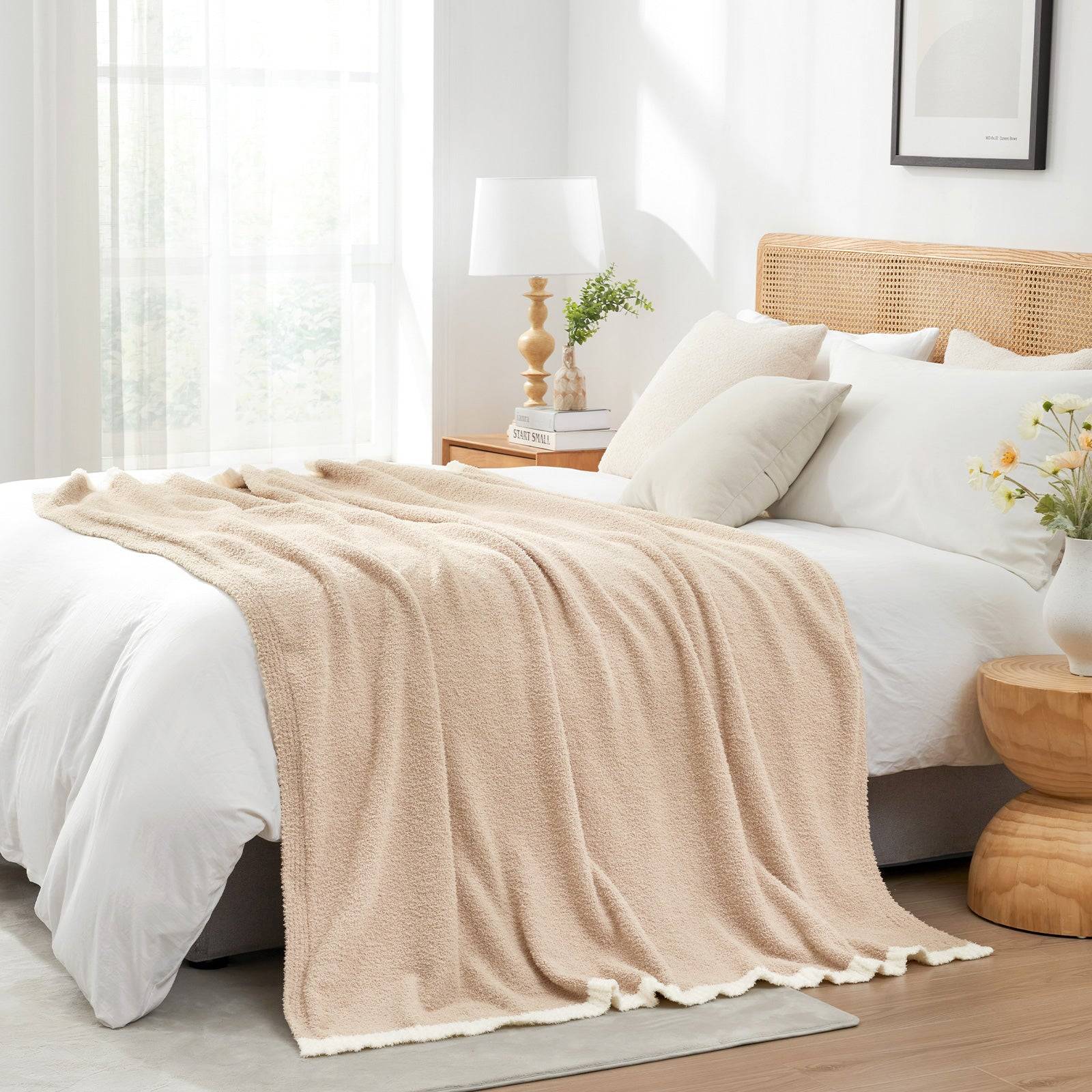 Ultra Soft Solid Throw Blanket - Snuggle Sac - #Color_Beige