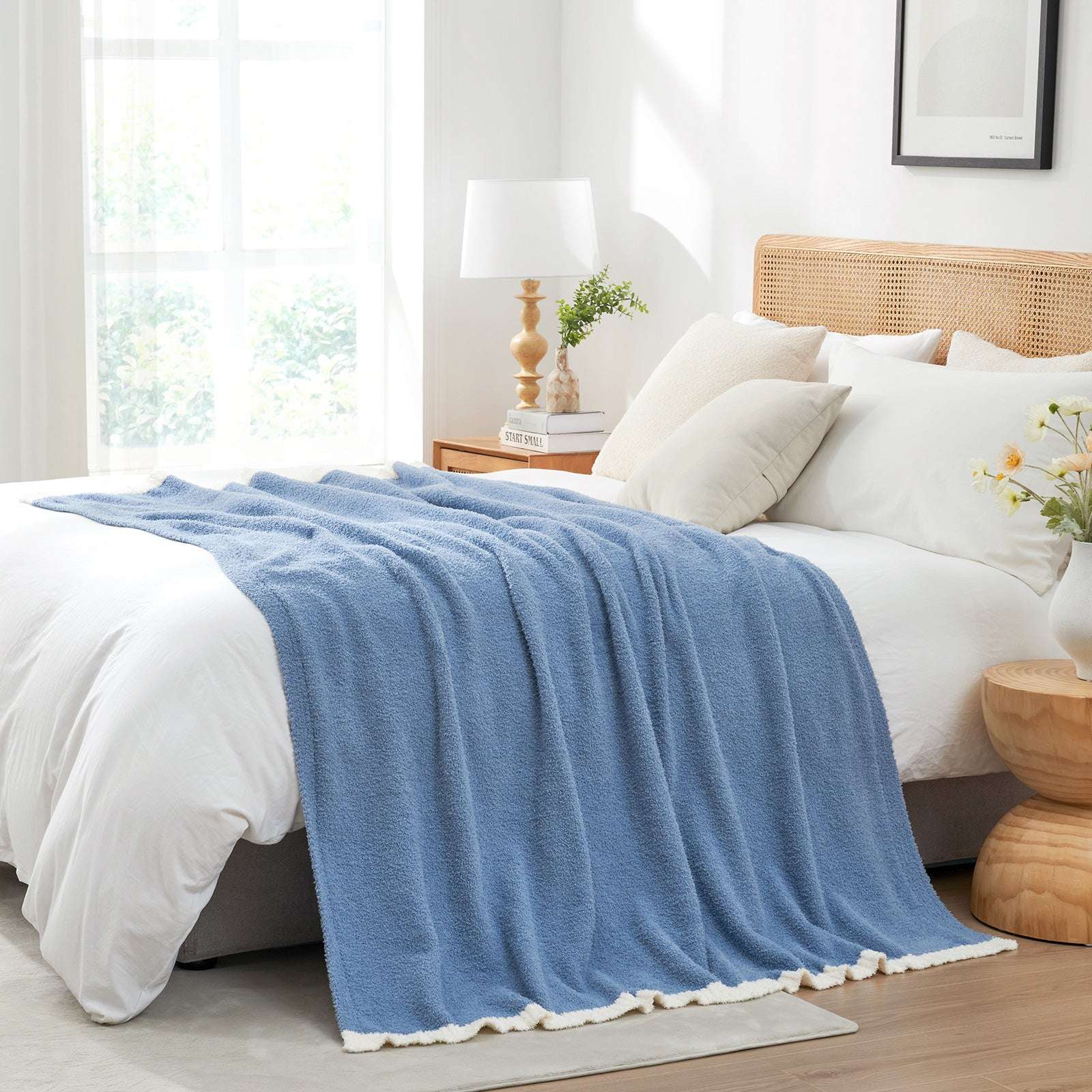 Ultra Soft Solid Throw Blanket - Snuggle Sac - #Color_Blue