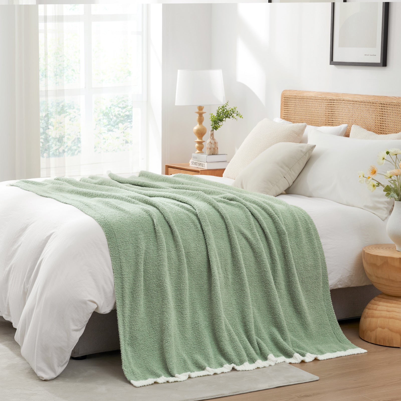 Ultra Soft Solid Throw Blanket - Snuggle Sac - #Color_Sage Green