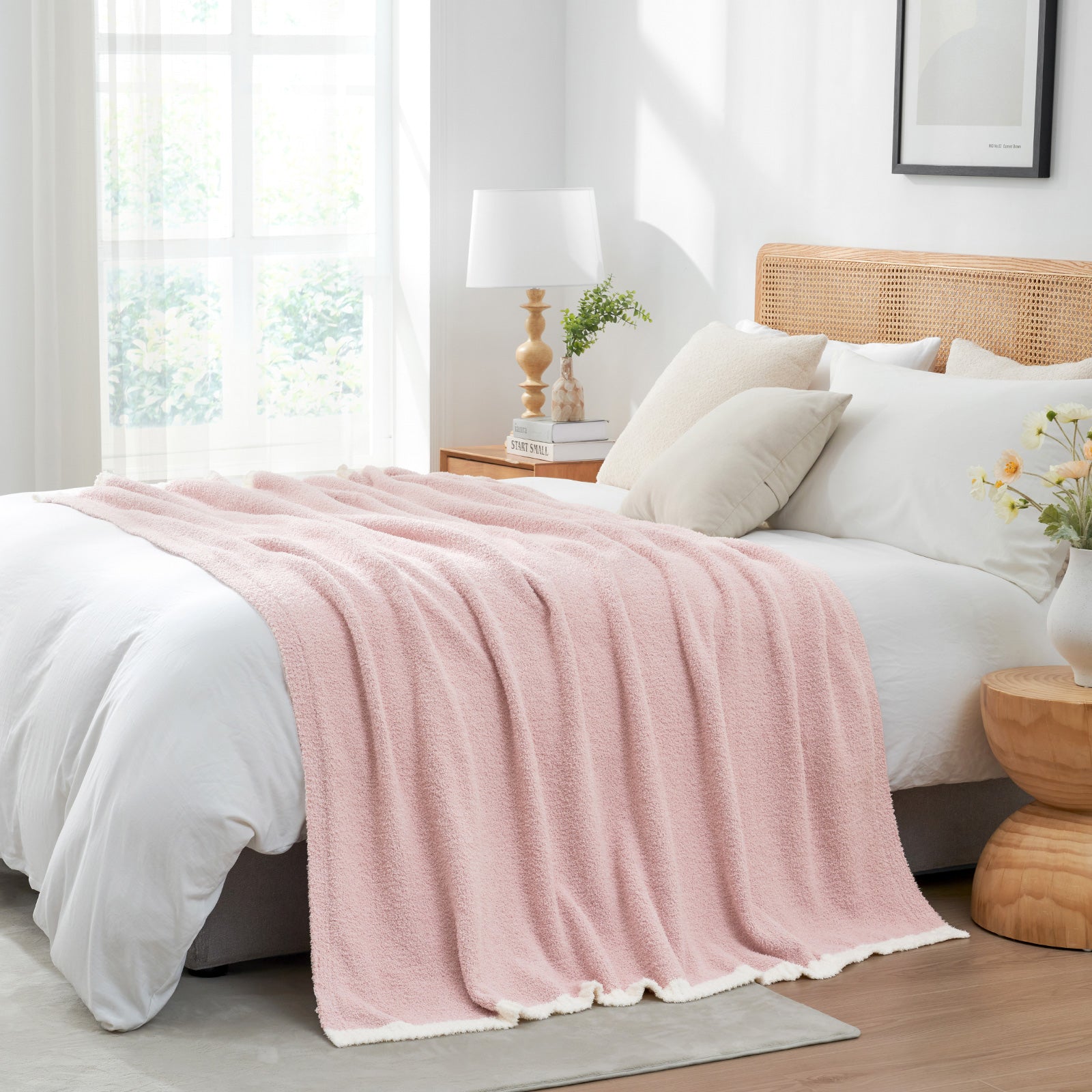 Ultra Soft Solid Throw Blanket - Snuggle Sac - #Color_Pink