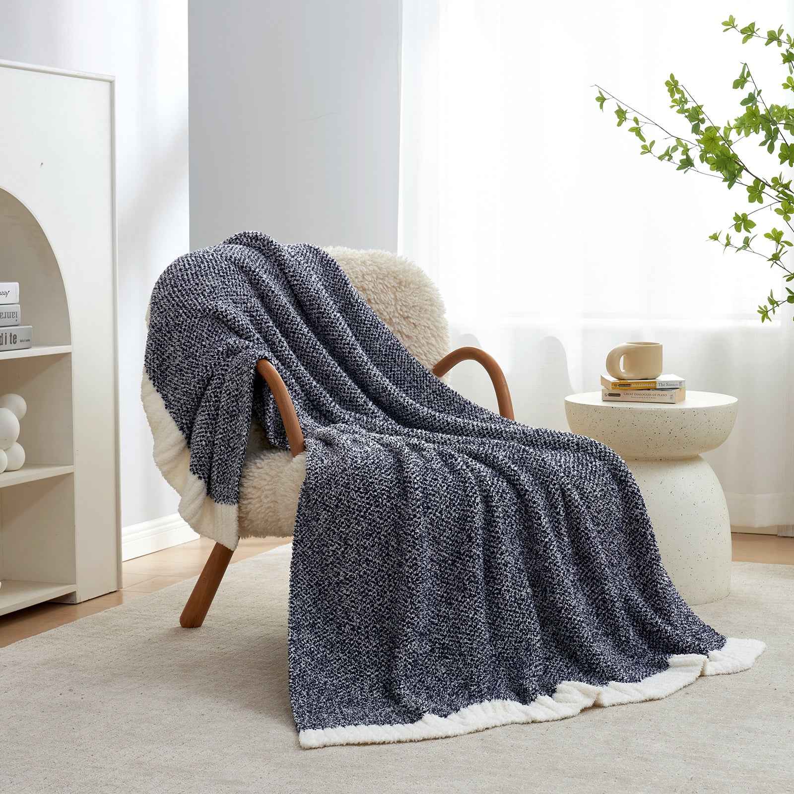 Heather Throw Blanket - Snuggle Sac - #Color_Dark Blue