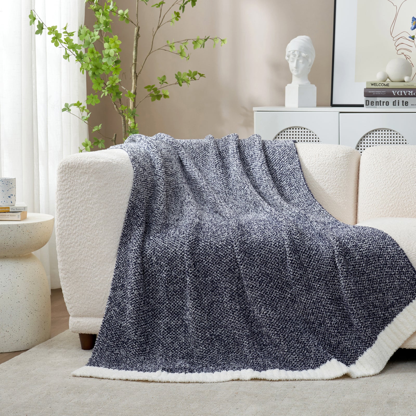 Heather Throw Blanket - Snuggle Sac - #Color_Dark Blue