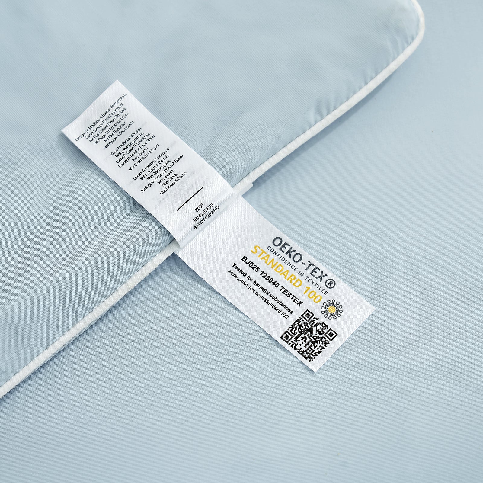 Close up of OEKO-TEX certified cooling fabric#color_Blue