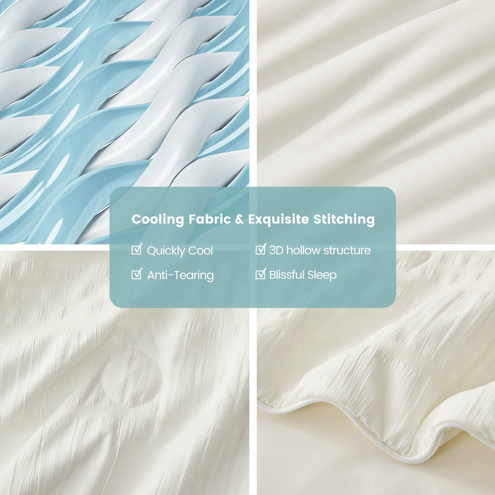 Close up of Snuggle Sac white cooling fabric and stitching#color_White
