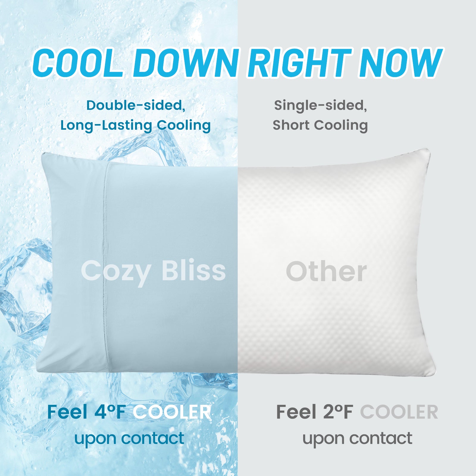 Comparision of Snuggle Sac cooling pillowcases and other cooling pillowcases.#Color_Blue