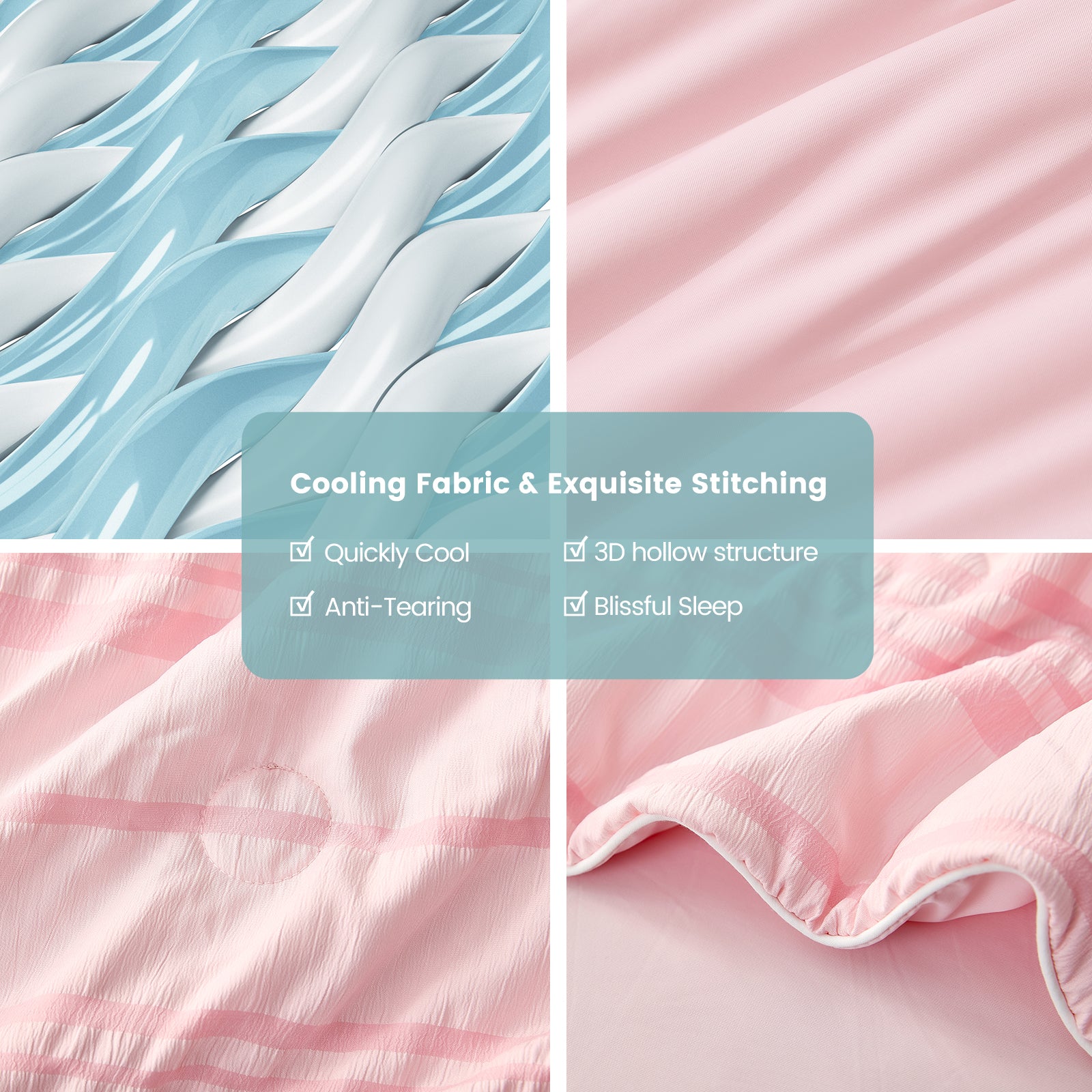Close up of Snuggle Sac pink cooling fabric and stitching#color_Pink
