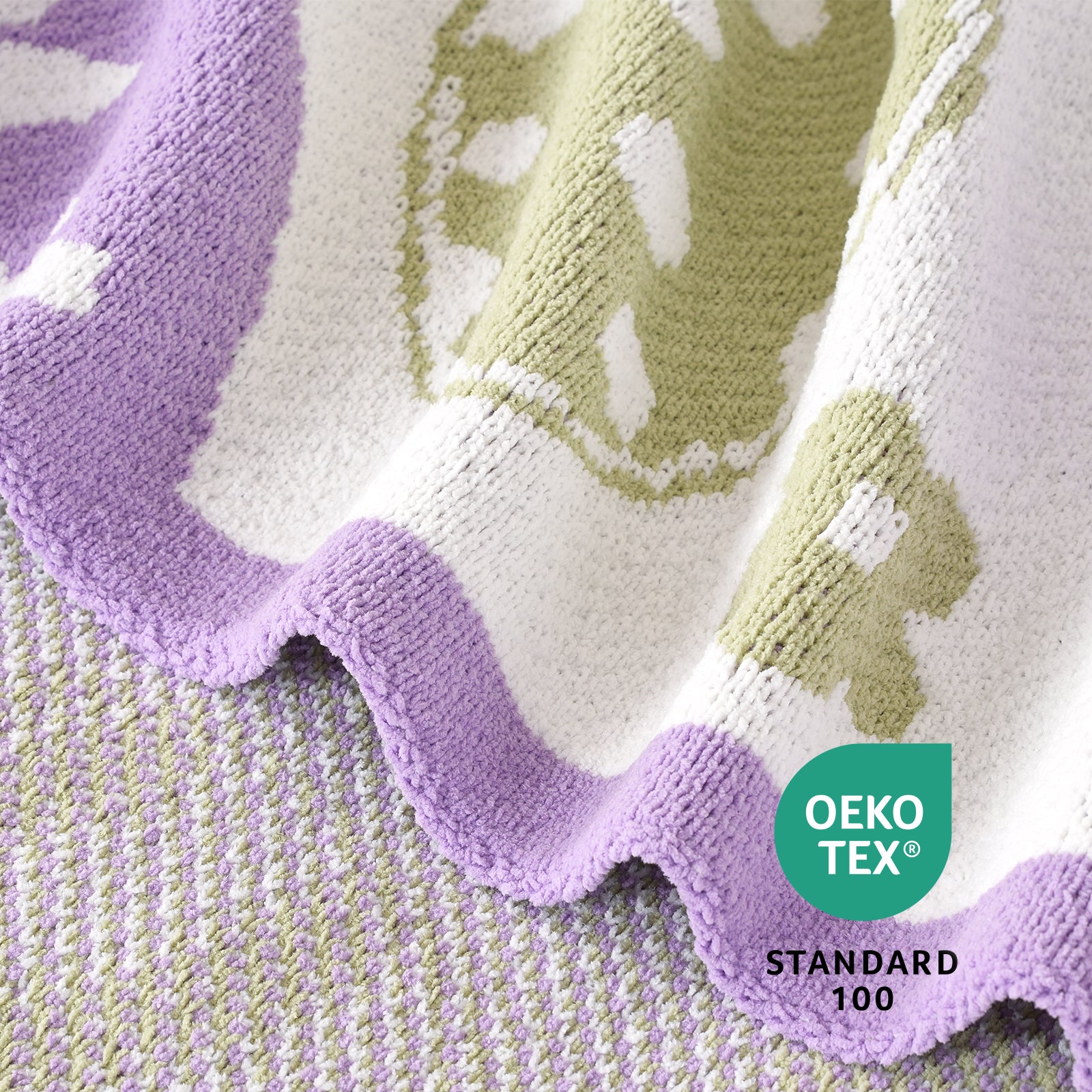 Close up of chenille knit texture with bunny pattern and soft edging #color_Purple