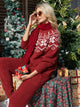 SnugChic Crewneck Loungewear Set - Snowflake