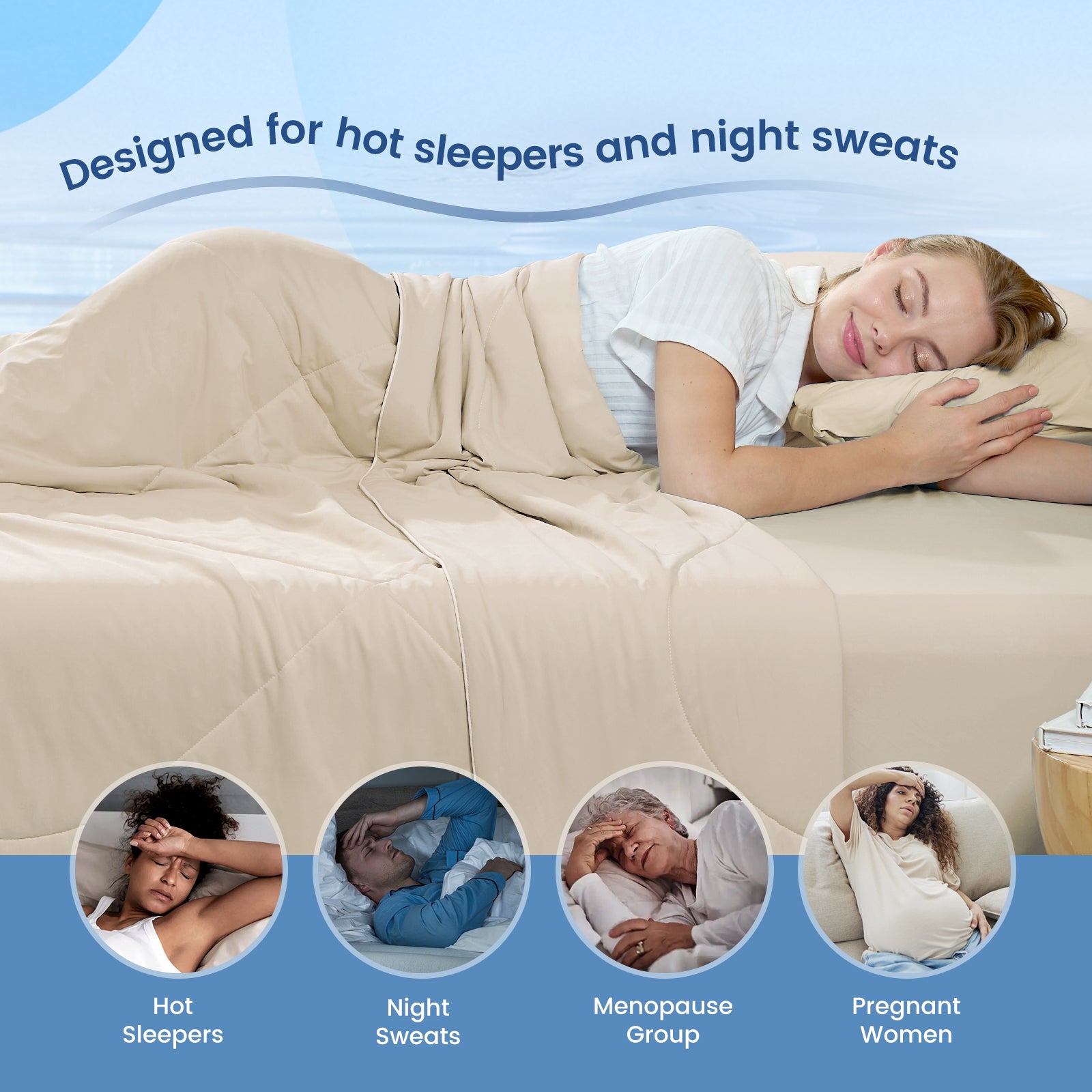 Snuggle Sac khaki cloud-like extra cooling comforter for hot sleepers. #Color_Khaki