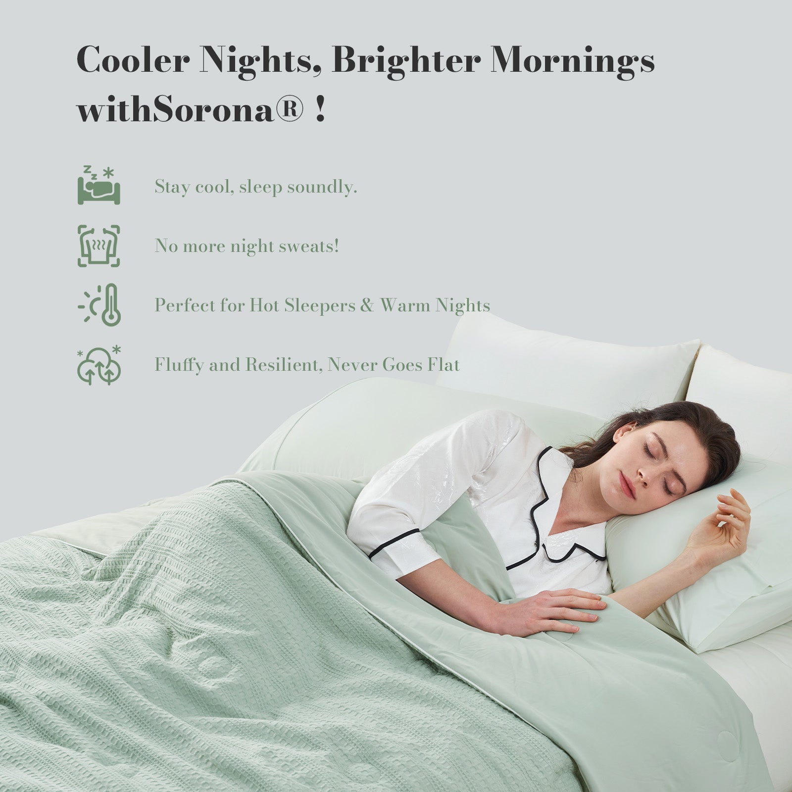 Snuggle Sac sage green cooling blanket for hot sleepers, night sweat, menopause group and pregnant women. #color_Sage Green