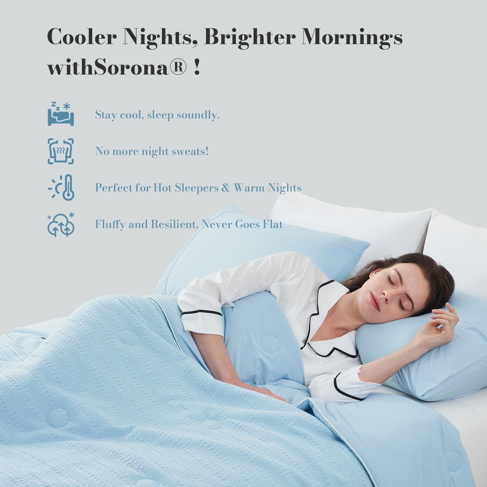 Snuggle Sac blue cooling blanket for hot sleepers, night sweat, menopause group and pregnant women.#color_Blue